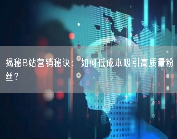 揭秘B站营销秘诀：如何低成本吸引高质量粉丝？