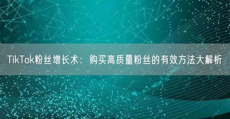 TikTok粉丝增长术：购买高质量粉丝的有效方法大解析