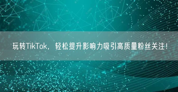 玩转TikTok，轻松提升影响力吸引高质量粉丝关注！