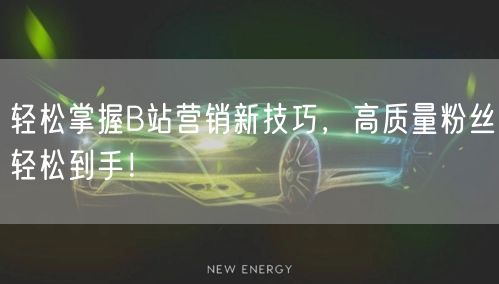 轻松掌握B站营销新技巧，高质量粉丝轻松到手！