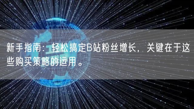 新手指南：轻松搞定B站粉丝增长，关键在于这些购买策略的运用。