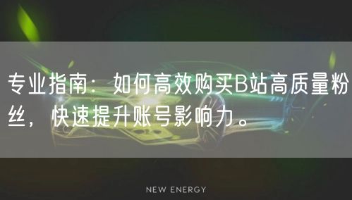 专业指南：如何高效购买B站高质量粉丝，快速提升账号影响力。