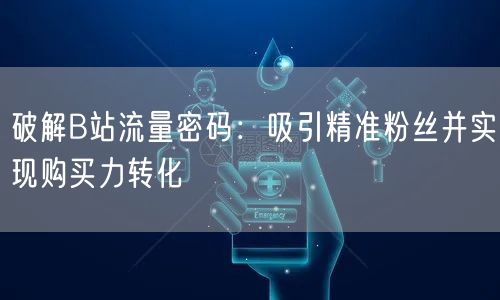 破解B站流量密码：吸引精准粉丝并实现购买力转化