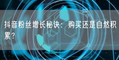 抖音粉丝增长秘诀：购买还是自然积累？