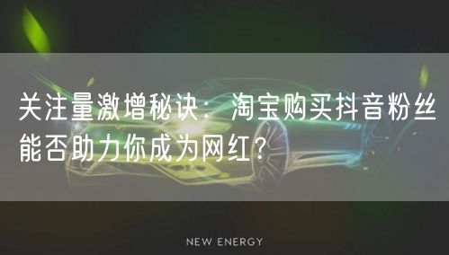 关注量激增秘诀：淘宝购买抖音粉丝能否助力你成为网红？
