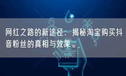 网红之路的新途径：揭秘淘宝购买抖音粉丝的真相与效果。