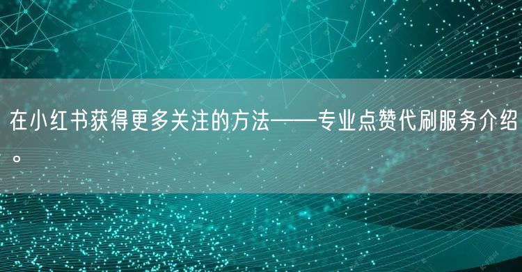 在小红书获得更多关注的方法——专业点赞代刷服务介绍。