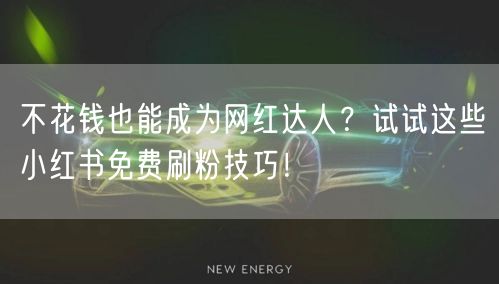 不花钱也能成为网红达人？试试这些小红书免费刷粉技巧！