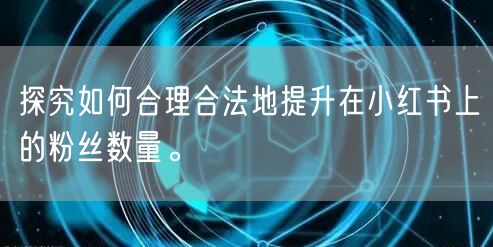 探究如何合理合法地提升在小红书上的粉丝数量。