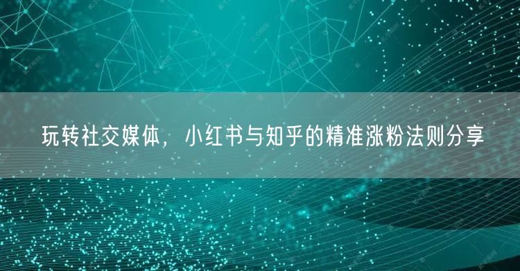 玩转社交媒体，小红书与知乎的精准涨粉法则分享