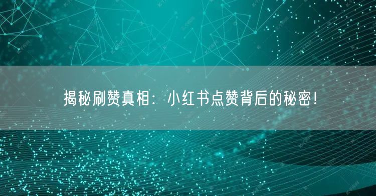 揭秘刷赞真相：小红书点赞背后的秘密！