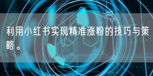 利用小红书实现精准涨粉的技巧与策略。