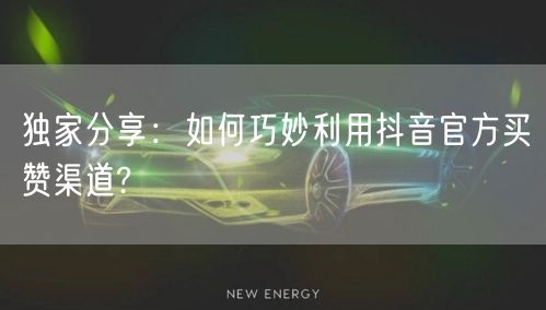 独家分享：如何巧妙利用抖音官方买赞渠道?