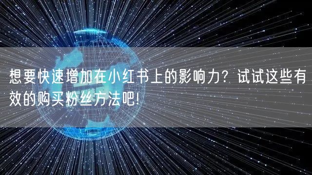 想要快速增加在小红书上的影响力？试试这些有效的购买粉丝方法吧!